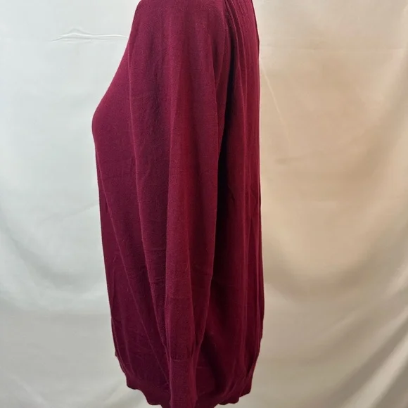 Ann Taylor Classic Burgundy Sweater with built in White Collar Size XL - Picture 6 of 10